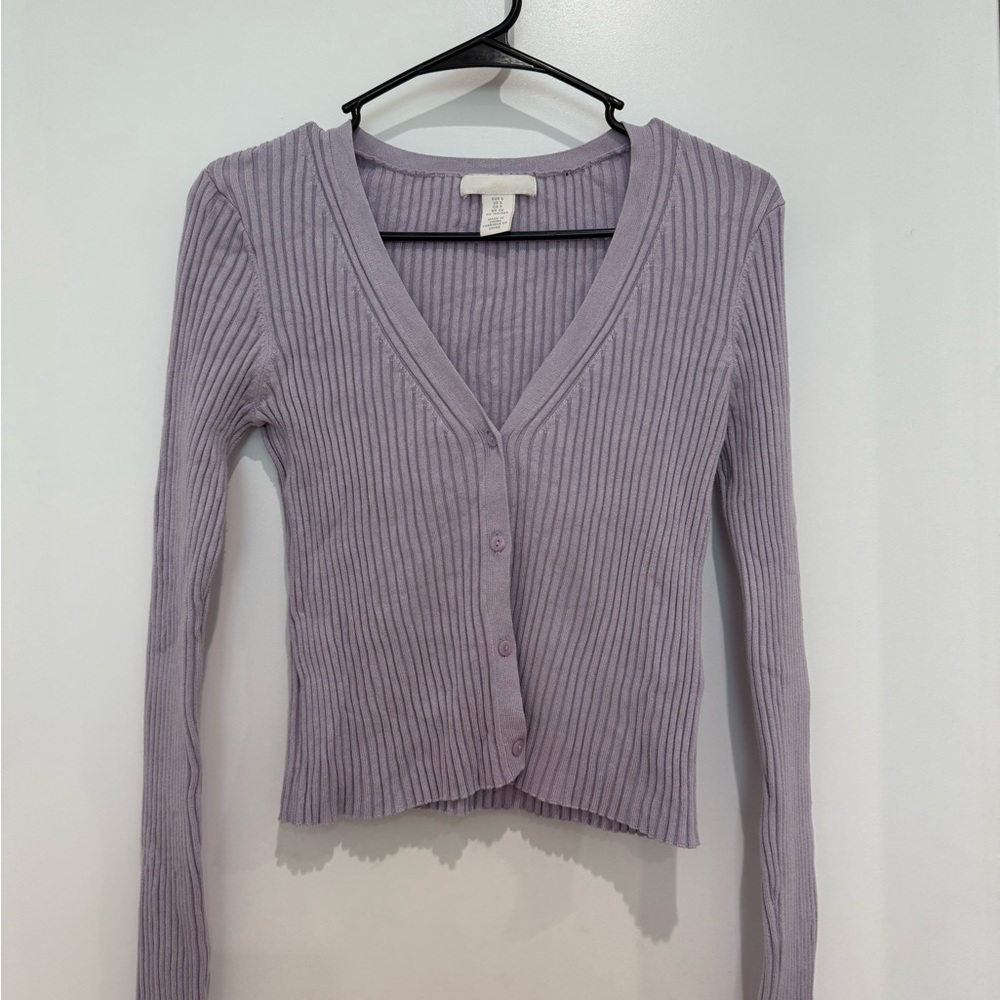 Lavender Ribbed Cardigan
